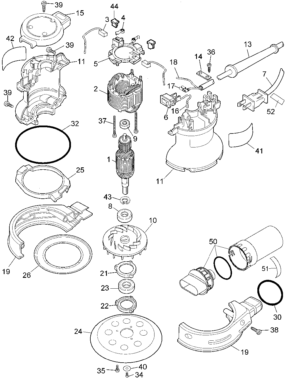 Page A Diagram and Parts List for 382 Type 2 Porter Cable Orbital or Palm Sander